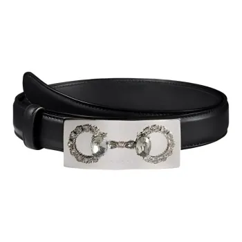 GUCCI Calfskin Leather Belts Unisex Black Width  2.5cm