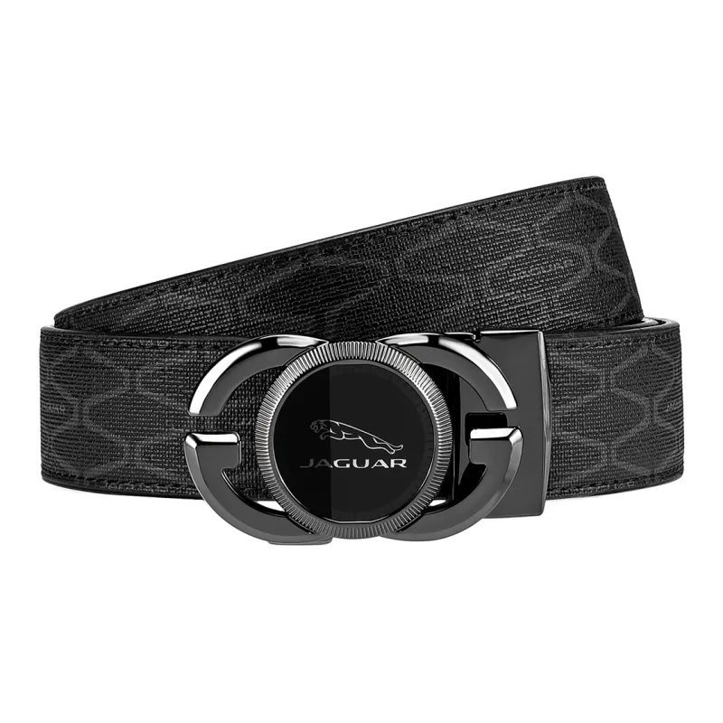 JAGUAR PVC Leather Belts Men's Black Width  3.5cm-0