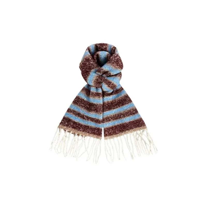 PISHUSHU Polyester Knit Scarves Unisex Yellow Blue Pink Green Blue Brown-6