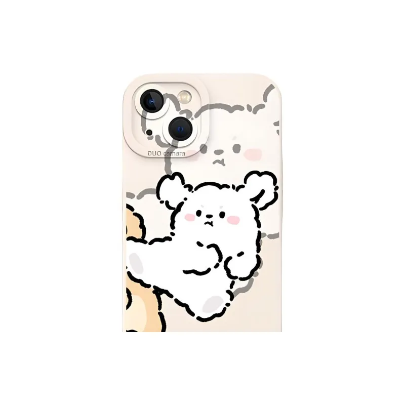 Wei Xin Silicone Material Maltese Playful Couple Phone Cases Compatible With IPhone 16/15 Pro Max/Apple 13/14 Pro/Max-2