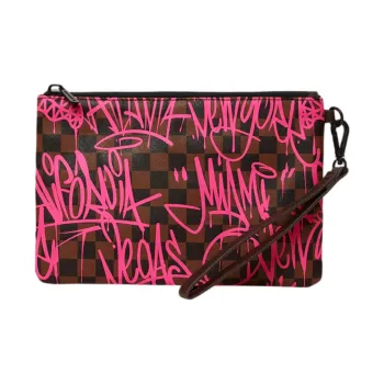 SPRAYGROUND Jetgraphix Sharks In New York Crossover Clutch Brown/Pink