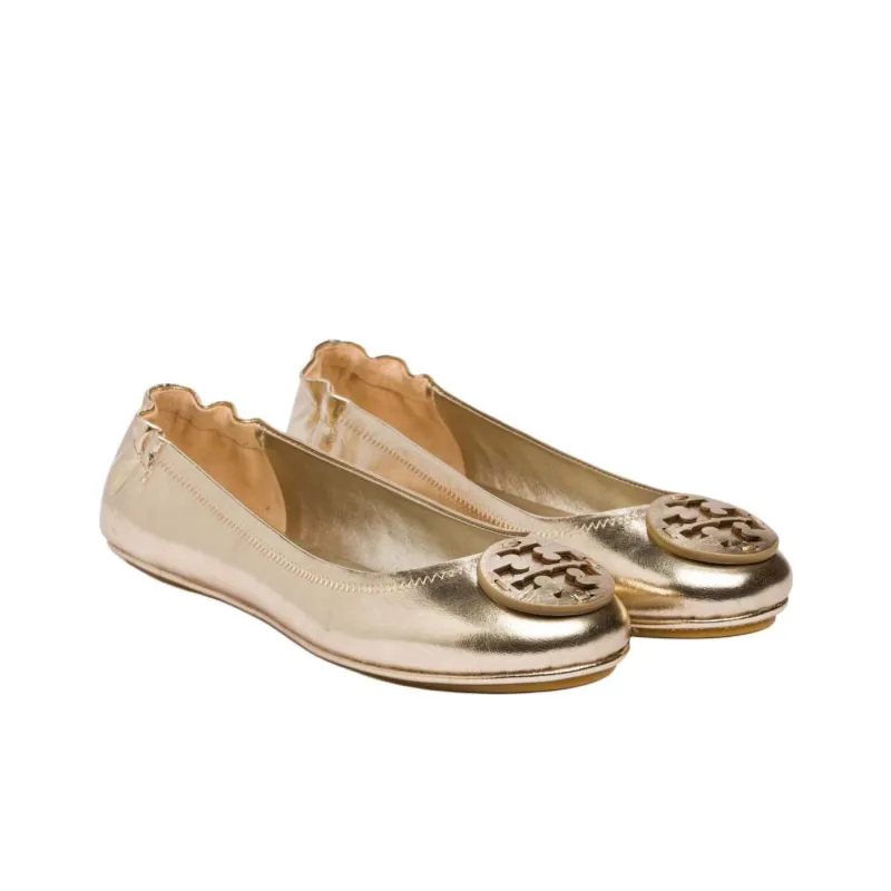 TORY BURCH Minnie Travel Ballet Flats Spark Gold Women's-2