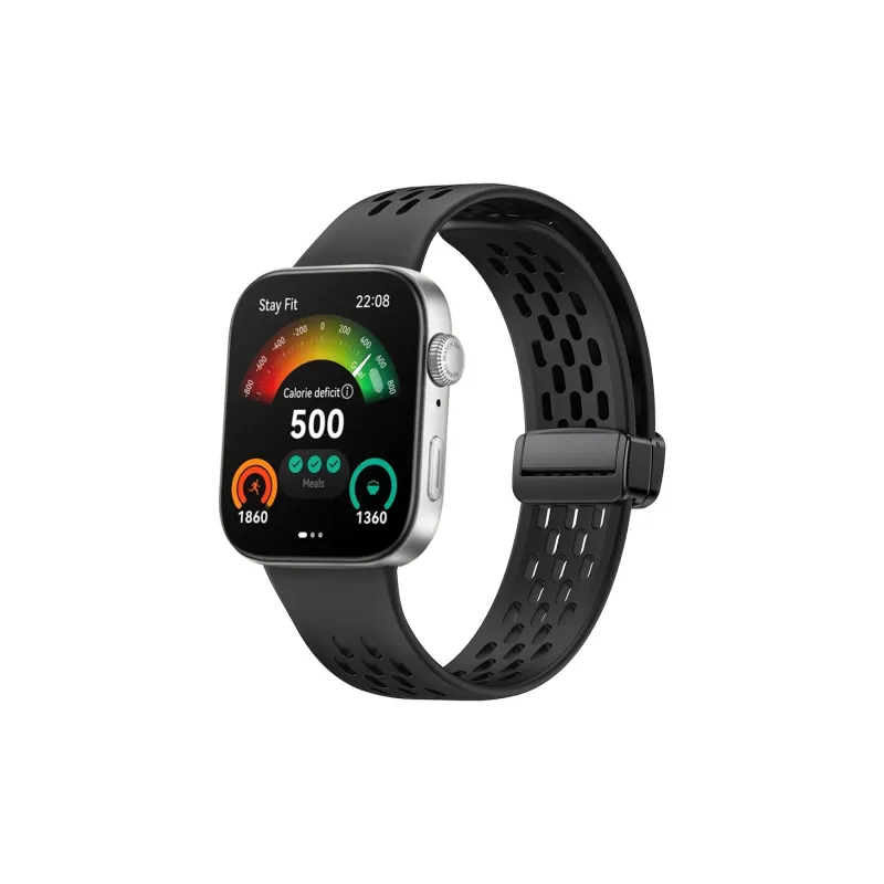 CHRROTA Silicone Compatible Huawei Watch Fit 3 Magnetic Folding Clasp Multi-Hole Breathable Watch Bands-3