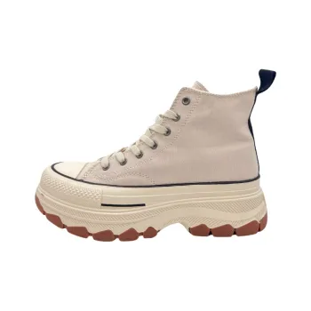 QIANJIN Non slip Lightweight High Top Canvas Shoes Women's Ecru