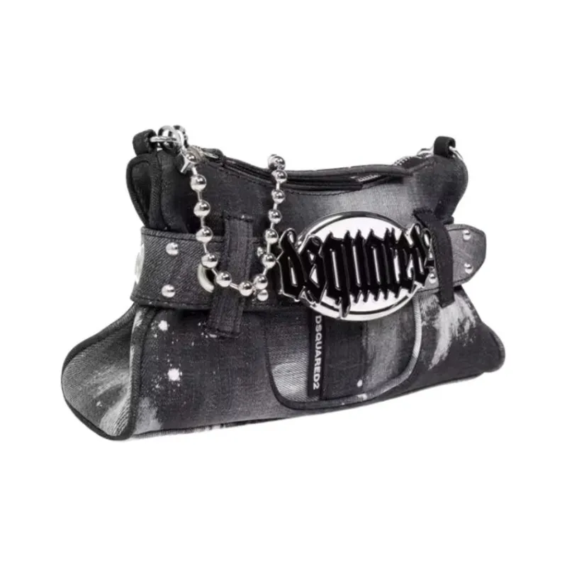 DSQUARED 2 Gothic Logo Plaque Denim Shoulder Bag-1