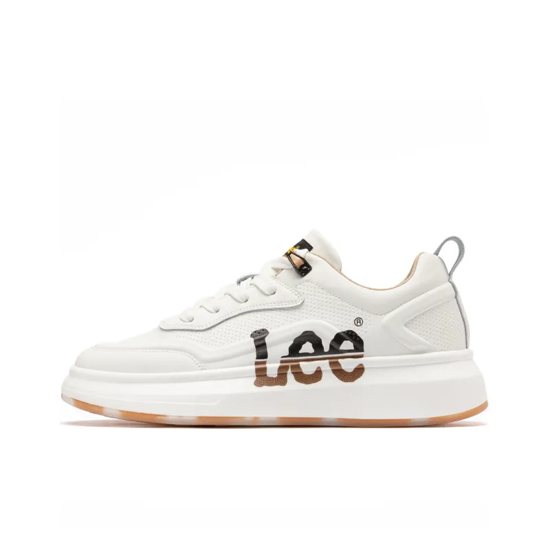 Lee Small White Shoes Cushioning Breathable Height Increasing Low-Top Skateboard Shoes Unisex-0