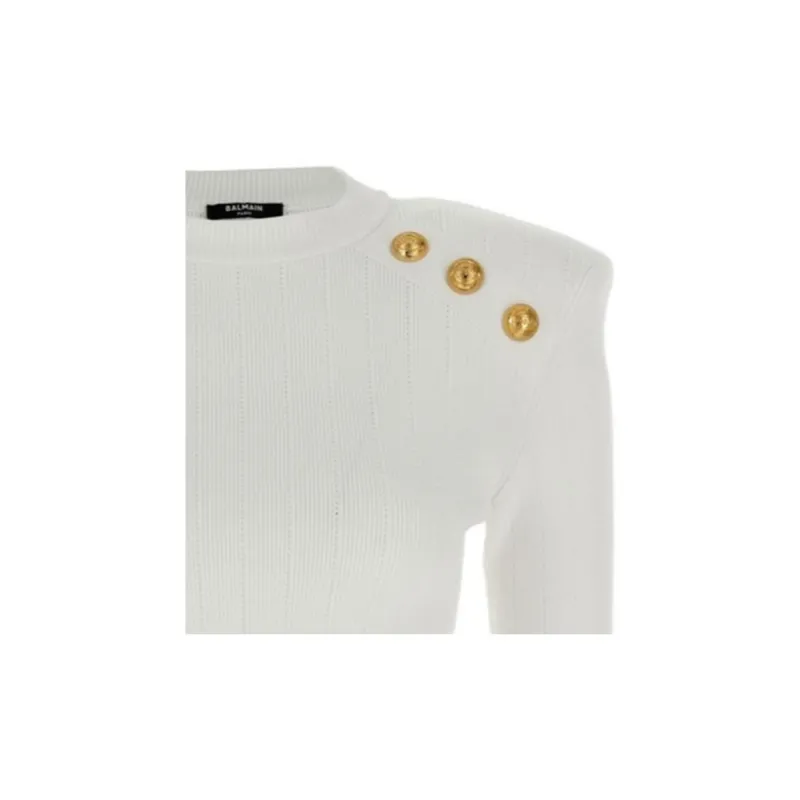 BALMAIN Fine Knitted 6 Button Jumper-6