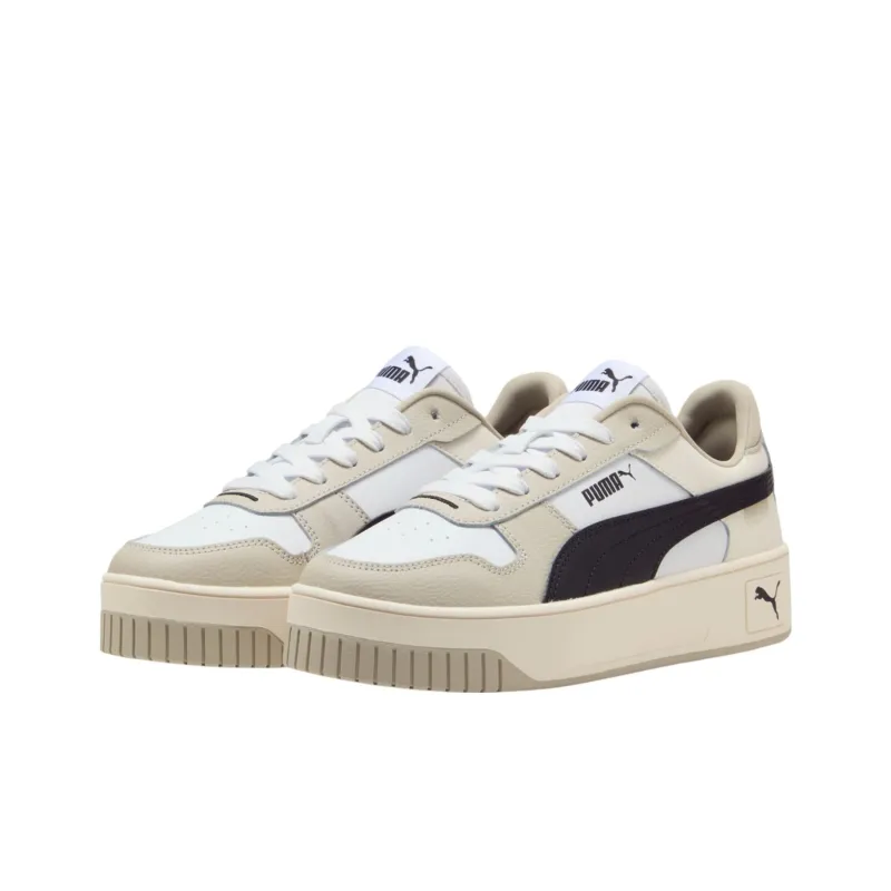 PUMA Carina Street Anti Slip Wear Resistant Low Top Skateboard Shoes Unisex Beige White Black-2
