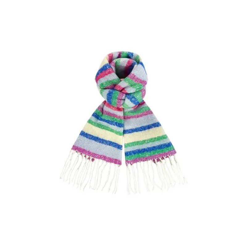 PISHUSHU Polyester Knit Scarves Unisex Yellow Blue Pink Green Blue Brown-0