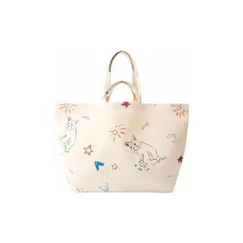 ZARA Cotton Tote Bag Shopping Bag Handbag Large Size Women's Raw White