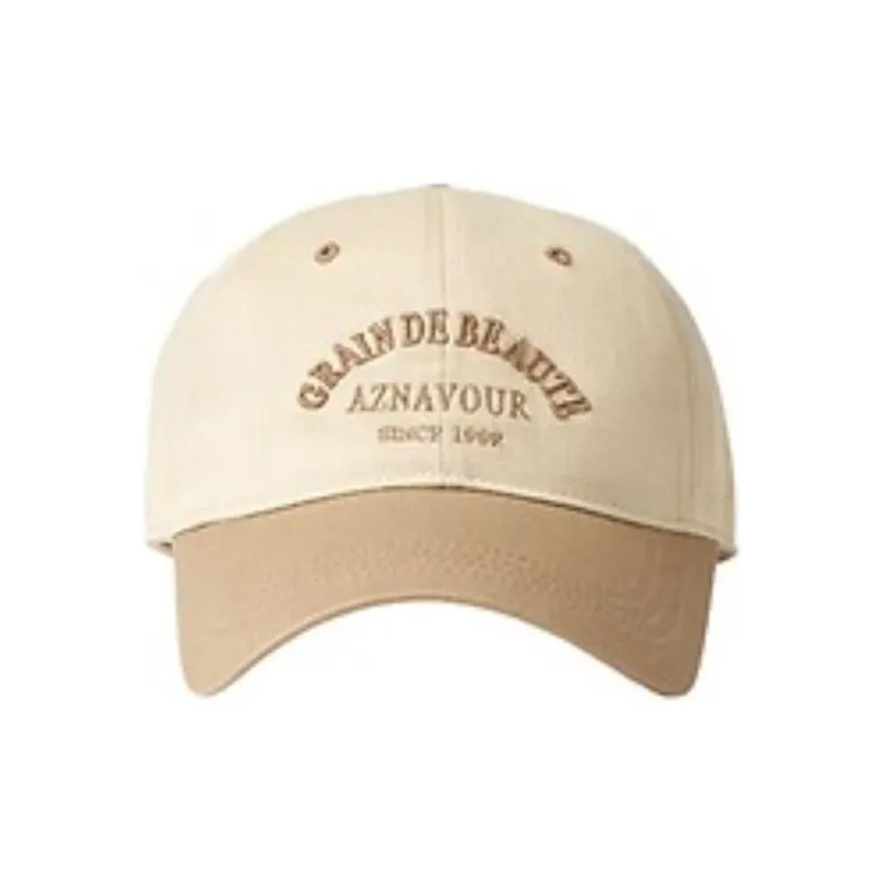 GRAIN DE BEAUTE Cotton Fabric Baseball Caps Unisex Beige-1