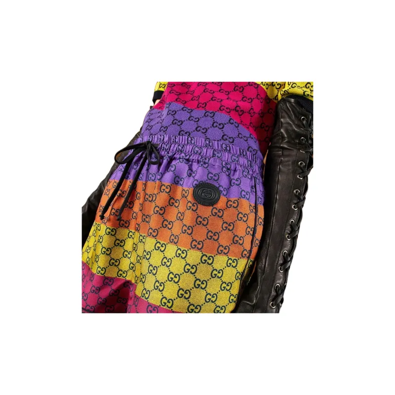 GUCCI Silk Striped Shorts Multi-4