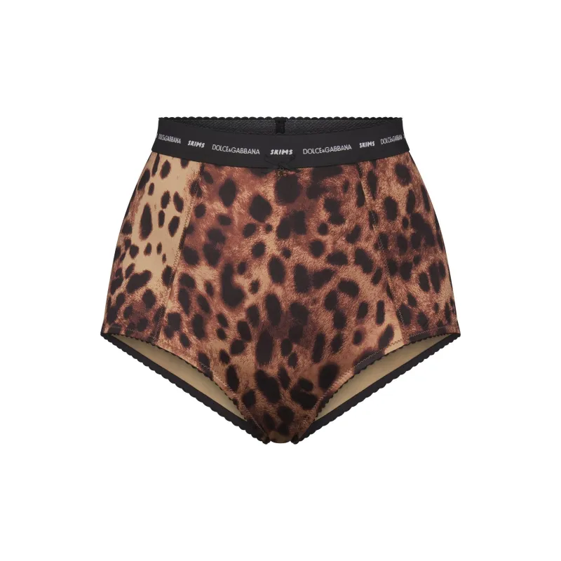 Skims X Dolce&Gabbana Stretch Satin High Waisted Brief Leopard-0