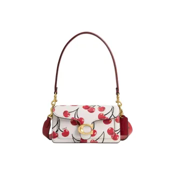 COACH Tabby Leather Portable Crossbody Bag, Shoulder Bag Small Size Women's White & Red
