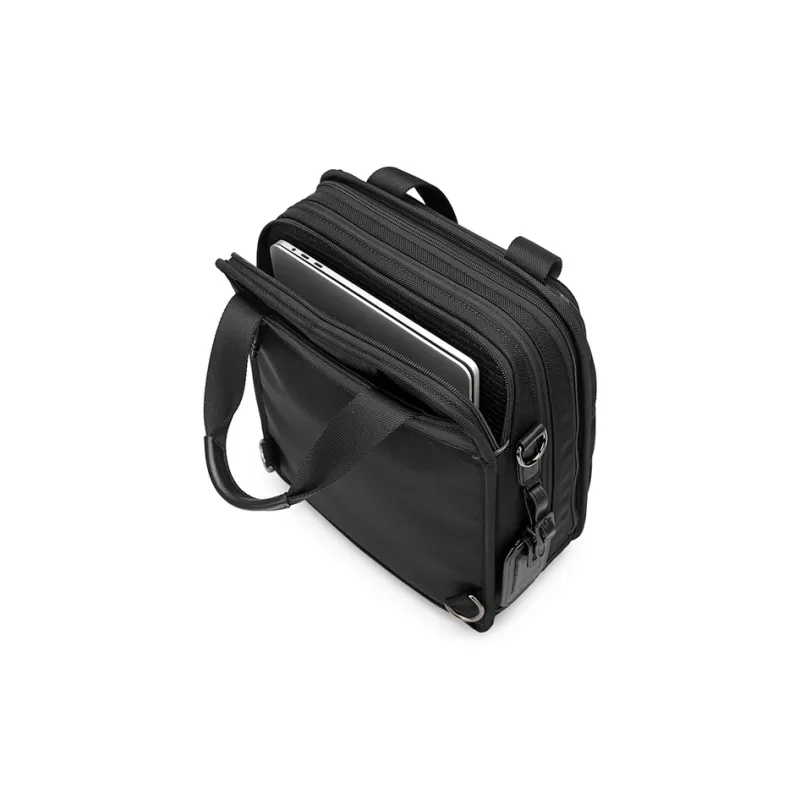 HORSEMEN Ballistic Nylon With Cow Leather Business Travel Shoulder Bag, Crossbody Bag, Handbag Tubas Men's Black-4