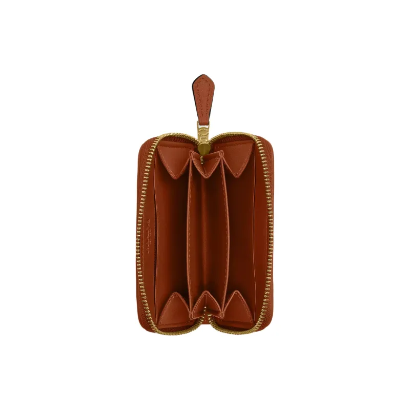 COACH Essential Jacquard With Leather Card Holder Small Size Women's Brass & Cocoa Polished Amber-2