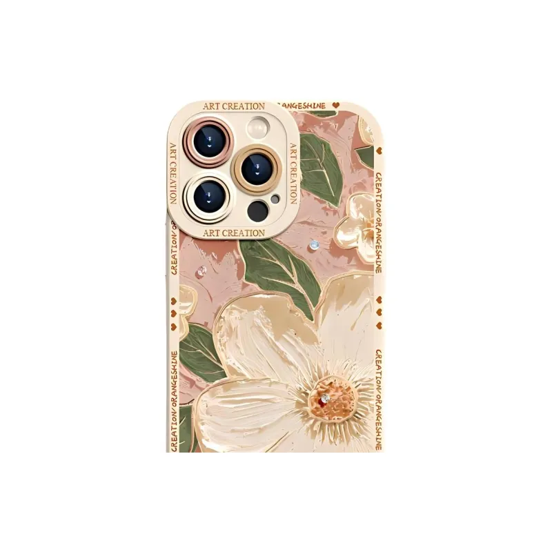 Wei Xin Silicone Material Pointed Diamond Camellia Phone Cases Compatible With IPhone 16/15 Pro Max/Apple 13/14 Pro/Max-1