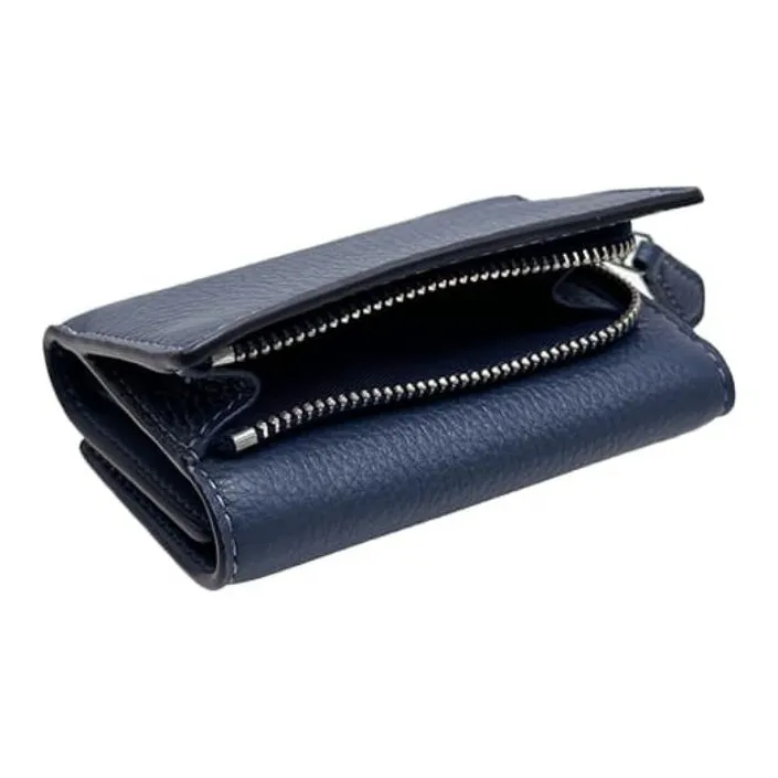 COACH Micro Pebbled Leather Wallet Women's Silver Panel Denim-1