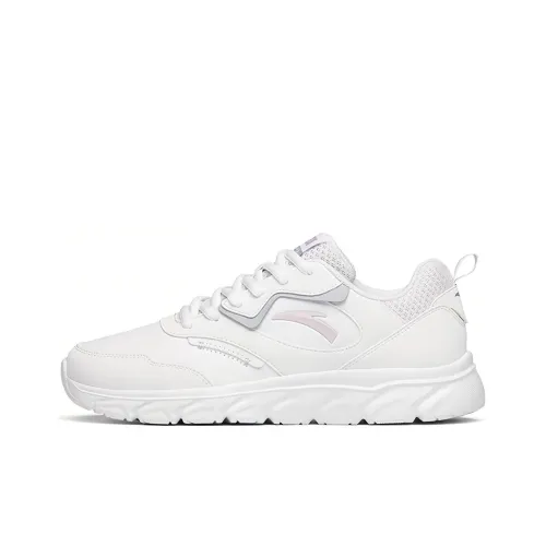Anta Cushioning Anti-Slip And Wear-Resistant Low-Top Running Shoes Women's White Pink Leather Comfortable