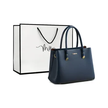 MILLIE'S Cow Leather Shoulder Bag Crossbody Bag Handbag Large Size Women's Dark Blue
