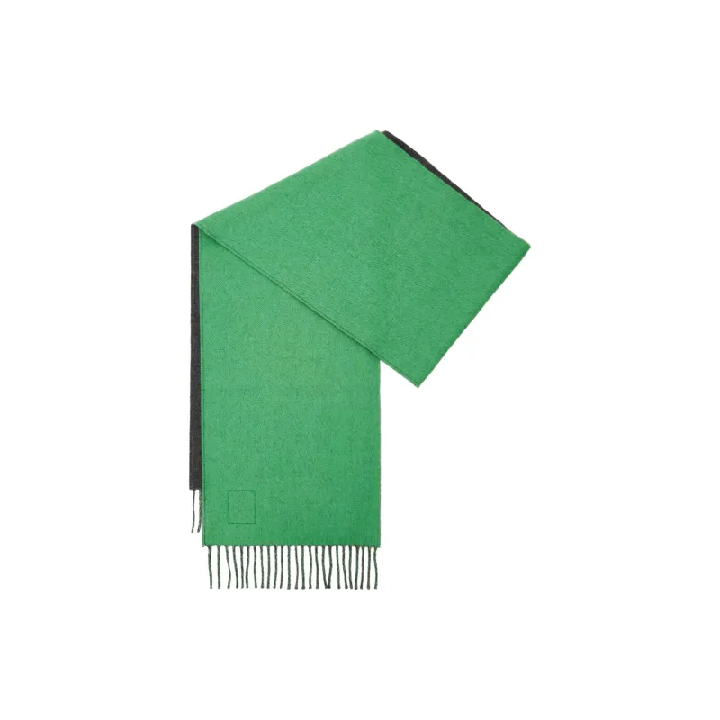 LOEWE Wool Cashmere Leather Knit Scarves Women's Dark Green-1