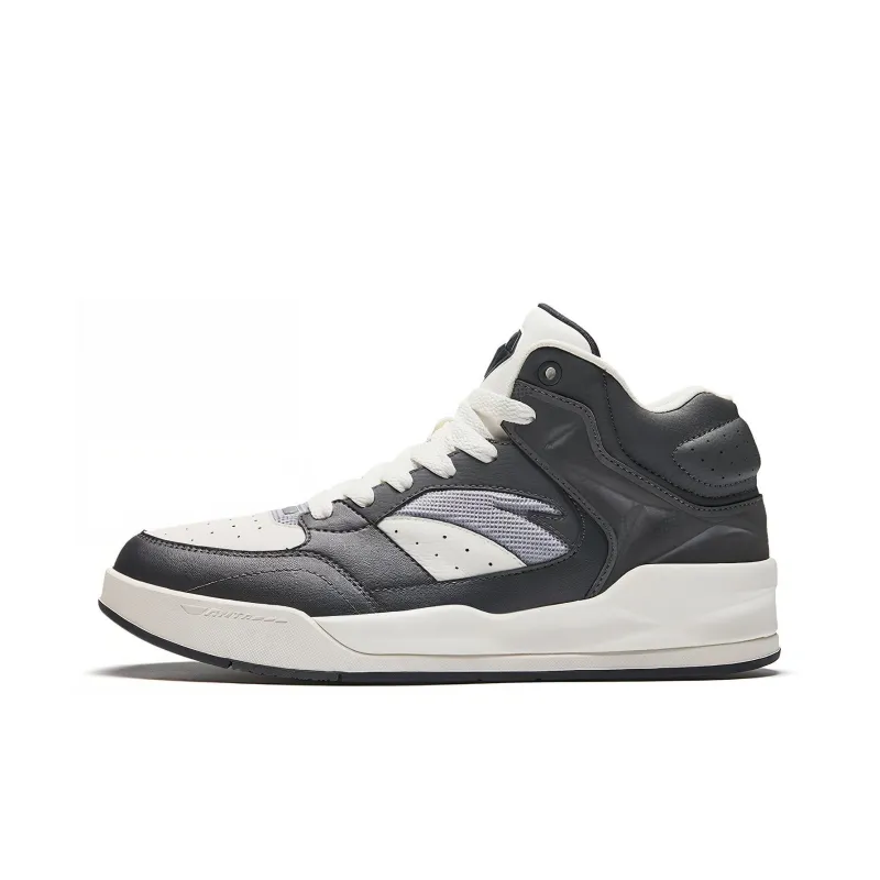 Anta Anti Slip And Wear Resistant Height Increasing High Top Skateboard Shoes Men's Black White-0