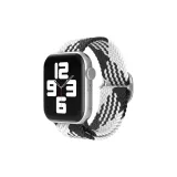 Sliding Buckle Double Wrap Woven Z-Pattern Black and White