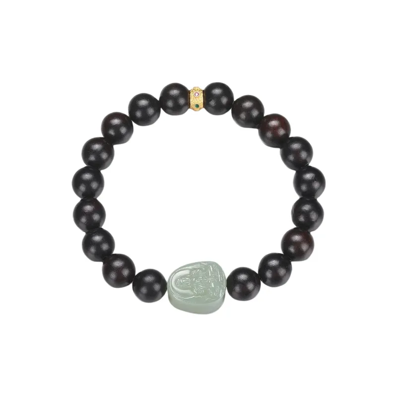 Cuiya Golden Building Bracelets Pale Greenish White Jade Unisex-4
