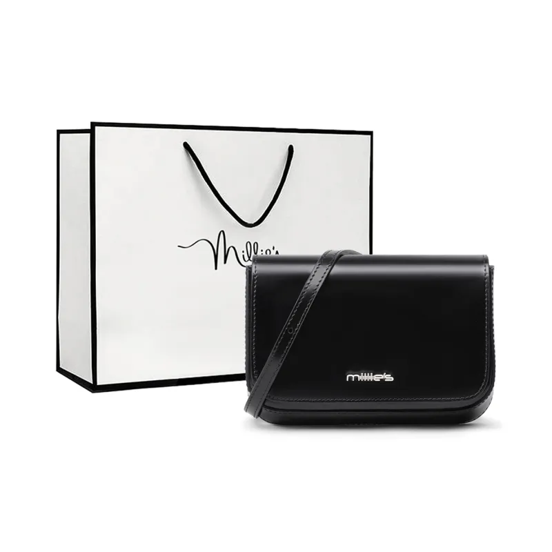 MILLIE'S Cow Leather With Synthetic Leather Shoulder Bag Tofu Bag Regular Women's Coffee/Black-5