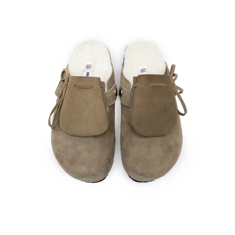 EBLIS HUNGI Cork Sole Slip-Resistant Abrasion-Resistant Wrap-toe Slippers Unisex-38