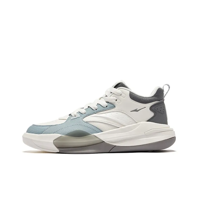 Erke Dominance 2 Anti Slip Wear Resistant High Top Casual Shoes Men's White Gray Blue-0