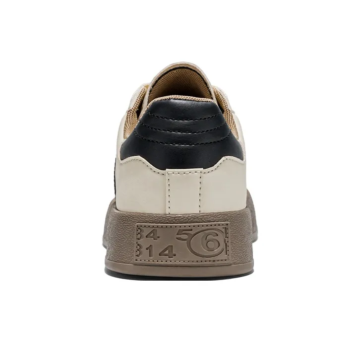 AGSDON Non slip Lightweight Low Top Skateboard Shoes Men's Beige Yellow-2
