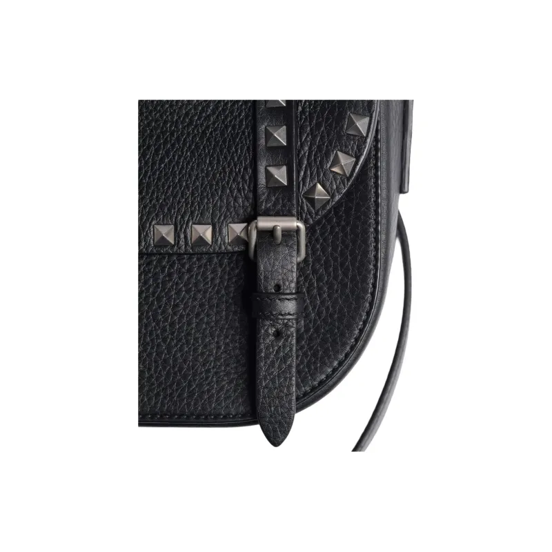 Valentino Rockstud Grained Calfskin Crossbody Bag Shoulder Bag Small Size Women's Black-4