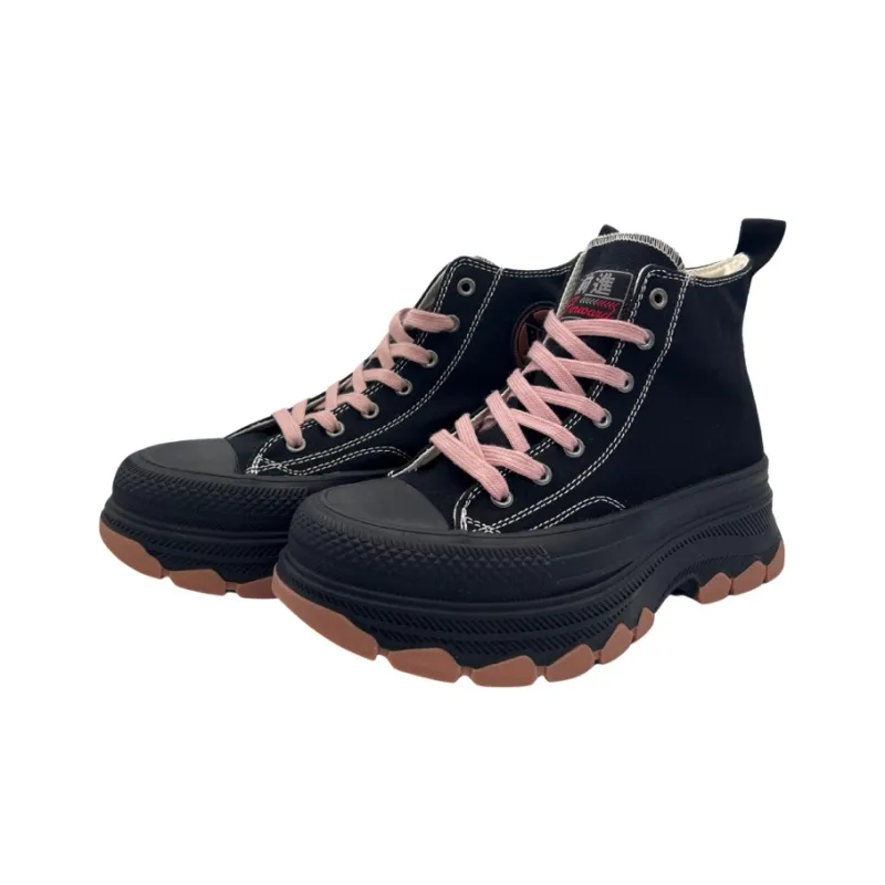 QIANJIN High Top Canvas Shoes Women's Black-4