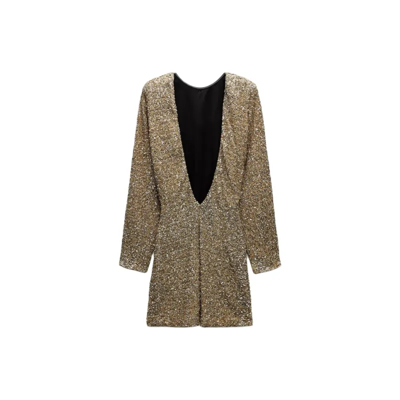 ZARA ZW Series Long Sleeved Dress Women's Gold-1