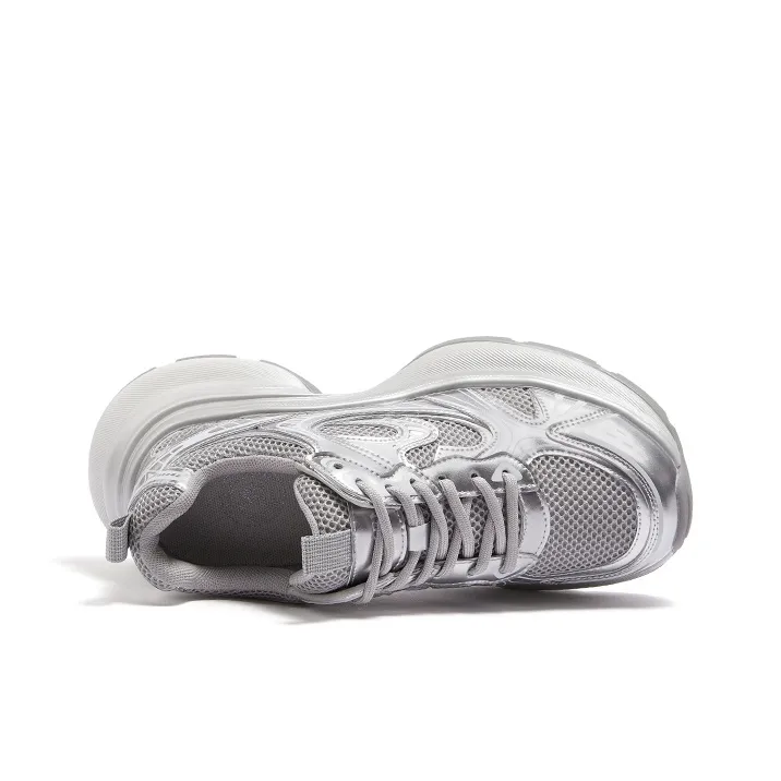 CAMEL Chunky Sneakers Women's Mid Top Gray/Silver, Beige/Gray, Gunmetal Black-3
