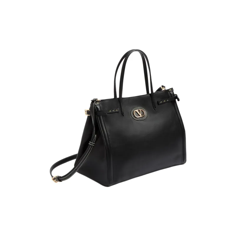 Valentino Calfskin Shoulder Bag Crossbody Bag Handbag Medium Size Unisex Black-1