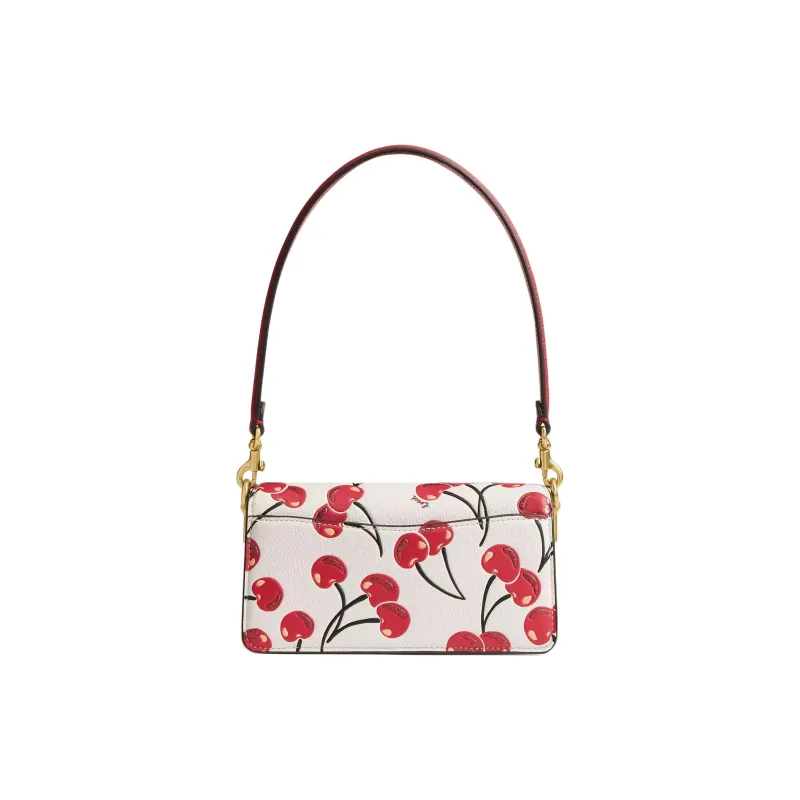 COACH Tabby Leather Portable Crossbody Bag, Shoulder Bag Small Size Women's White & Red-2