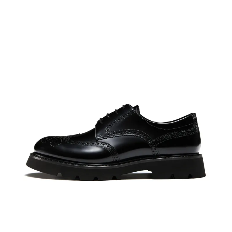 TRUFFAUT Brogues Small Leather Shoes Derby Shoes Men's Black-0