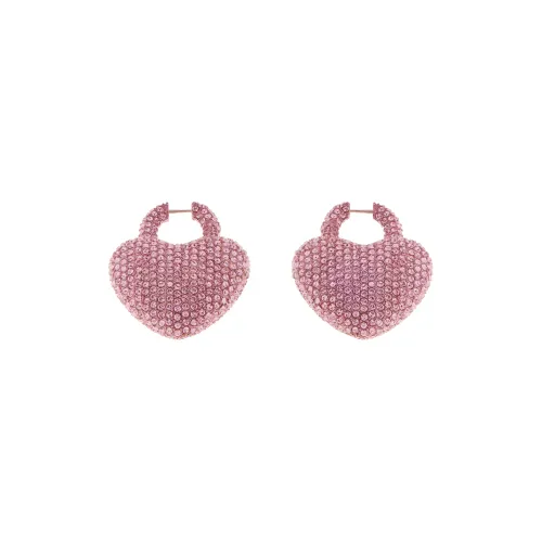 Balenciaga Painted Aluminum Rhinestone Aluminum Glass Earrings Women's Pink