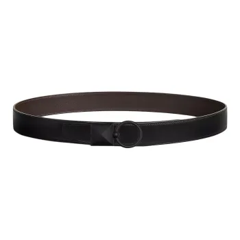 HERMES Calfskin Leather Belts Men's Black/Ebony Width 3.2CM