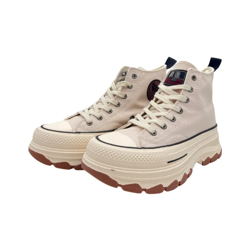 QIANJIN Non slip Lightweight High Top Canvas Shoes Women's Ecru-1