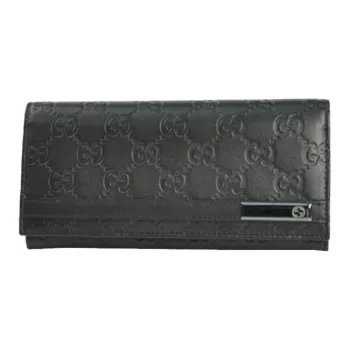 GUCCI Leather Wallet Women's Black