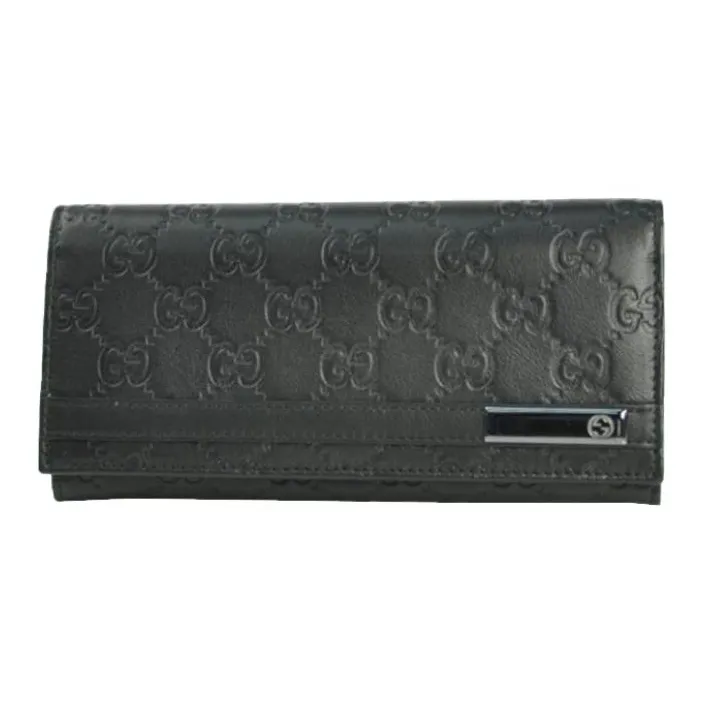 GUCCI Leather Wallet Women's Black-0