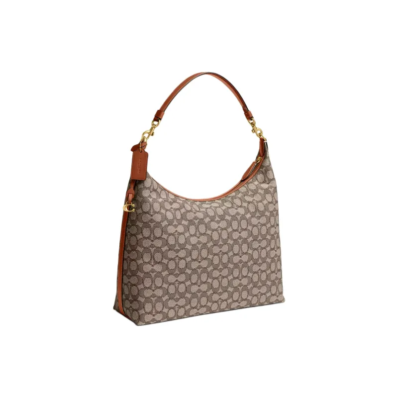 COACH Juliet Fabric Jacquard Handbag, Shoulder Bag Tubas Women's Cocoa Varnish Amber-1