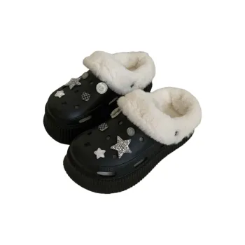 Thin Strips Cotton Slippers Women's, Black