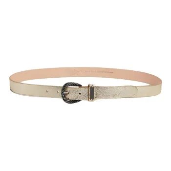 Pepe Jeans Cow Leather Metal Leather Belts Women's Gold Width  2.5CM