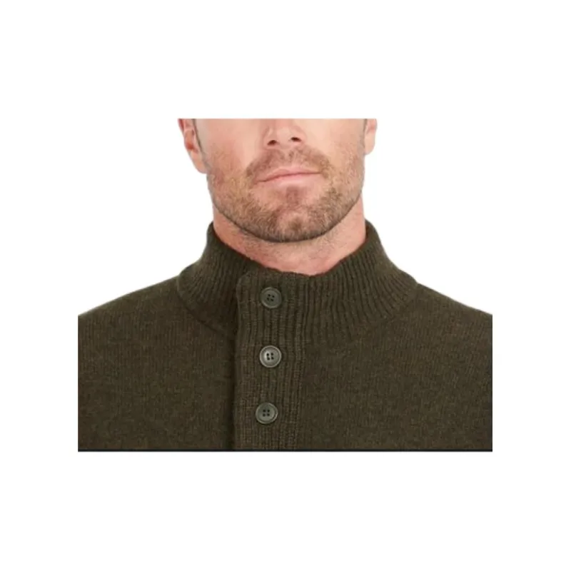 BARBOUR High Neck Half Buttoned Knit Jumper-4