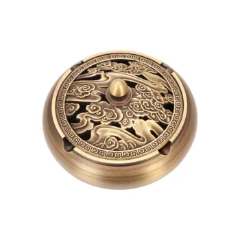 Xuan Rafters Pavilion Brass Ashtray For Home Living Room, Coffee Table Decoration, Office Desktop, 8.5*7*5.5cm