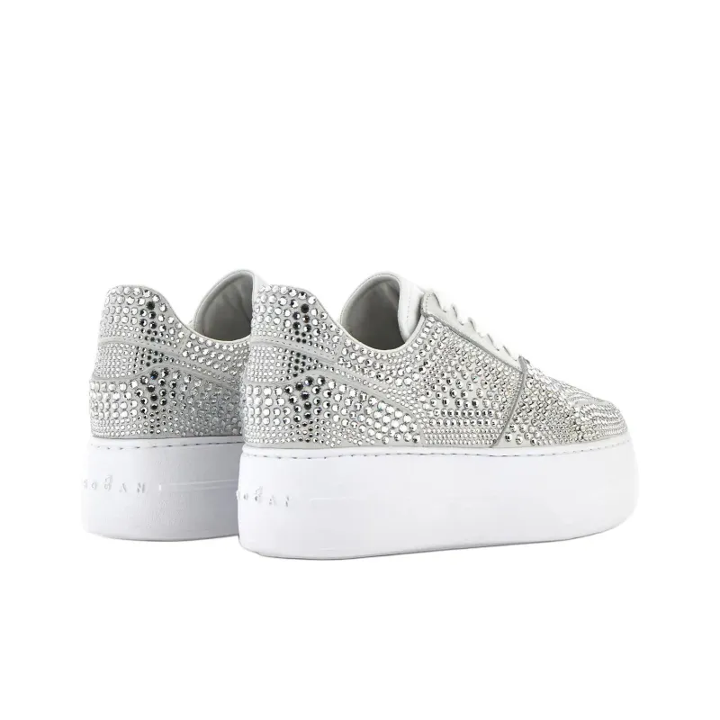 HOGAN Skyscraper Low-Top Skateboard Shoes Women's Silver-3